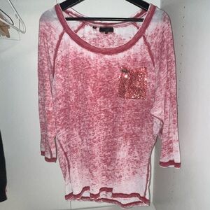 Guess Pink 3/4 length sleeve Top with Sequin Pocket